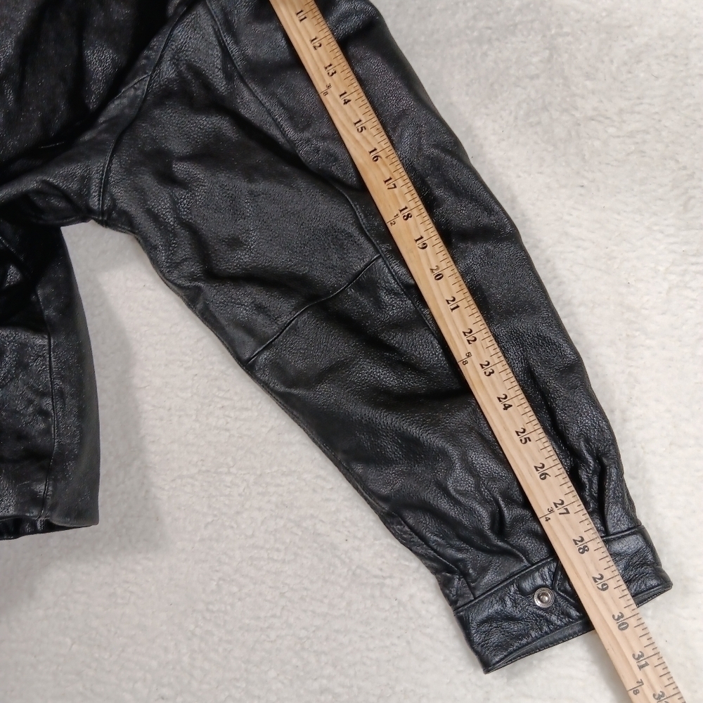 Vintage St Johns Bay Leather Coat Mens XXL Black Motorcycle Jacket Lined - Picture 9 of 10